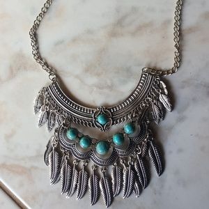 Feather blue necklace